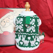 Festive Autumn Winter Dog and Cat Hoodie Plush Clothes with Leash Buckle